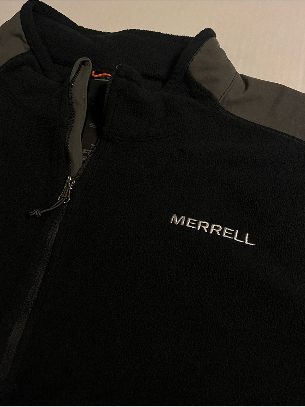 Merrell 1/4 Zip Fleece Pullover Sweatshirt Black Gray XL Outdoors Hiking Shoes
